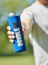 Load image into Gallery viewer, hand holding a blue color double can cooler