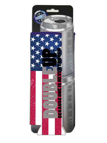 american flag color double can cooler